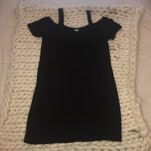 Venus Black Short Sleeve Cold Shoulder Dress